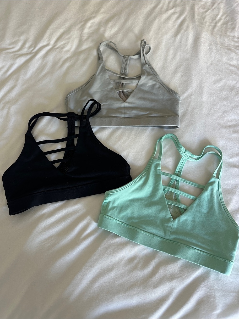Zyia Women's Strappy Sports Bras - Black, Gray, and Mint